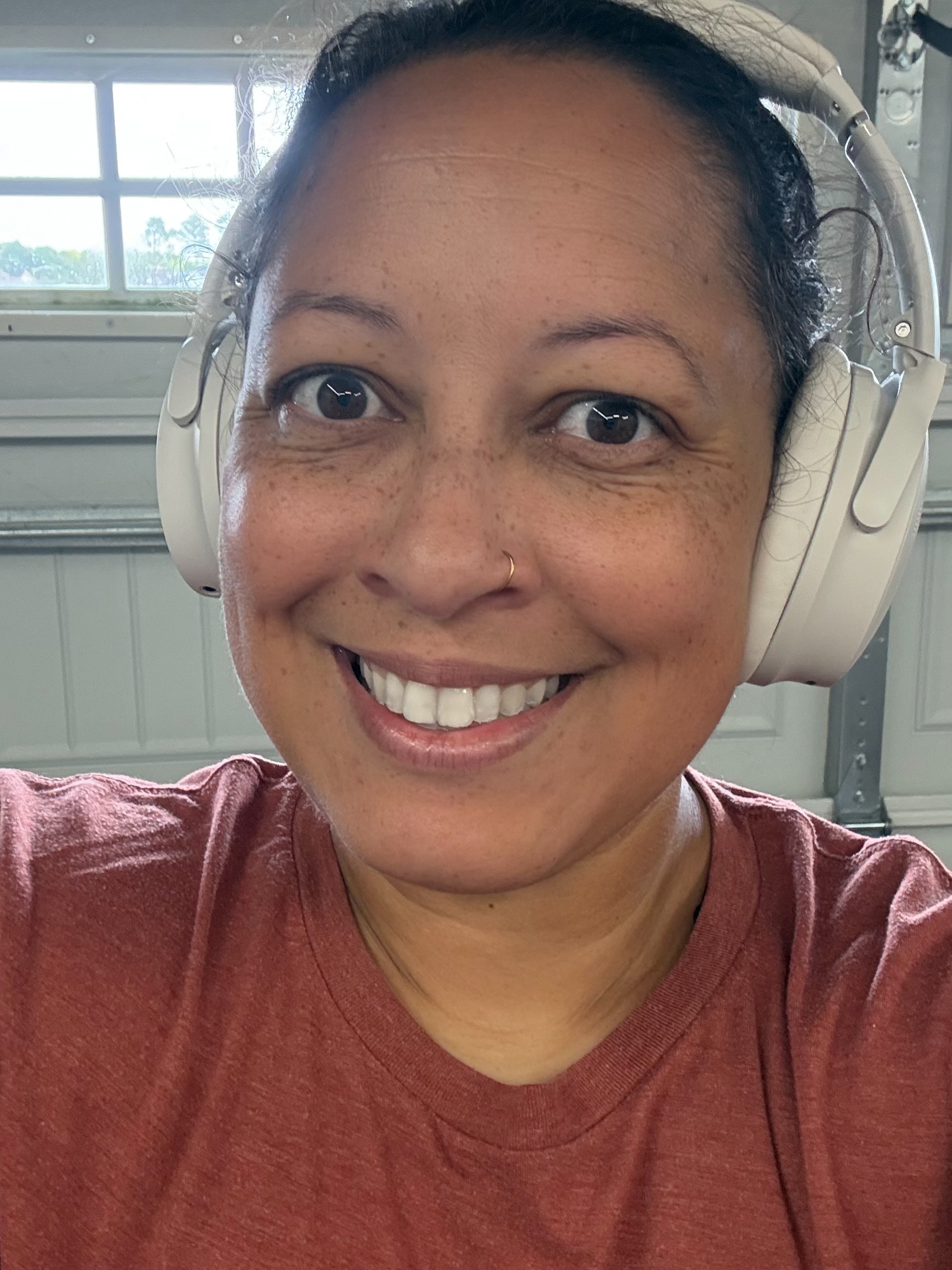 All sweaty and everything. 

Before -> After an indoor treadmill walk.